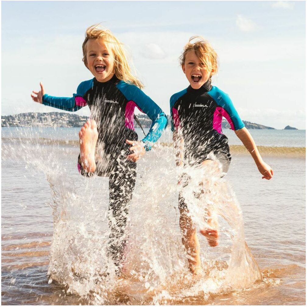 2025 Gul Junior Response 3/2mm Flatlock Back Zip Wetsuit RE1323-C1 - Jet / Teal